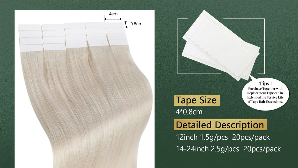 Ugeat Tape in Hair Extensions Human Hair Real Natural Brazilian Remy Hair Straight Seamless Skin Weft For Women Balayage 20P/40P