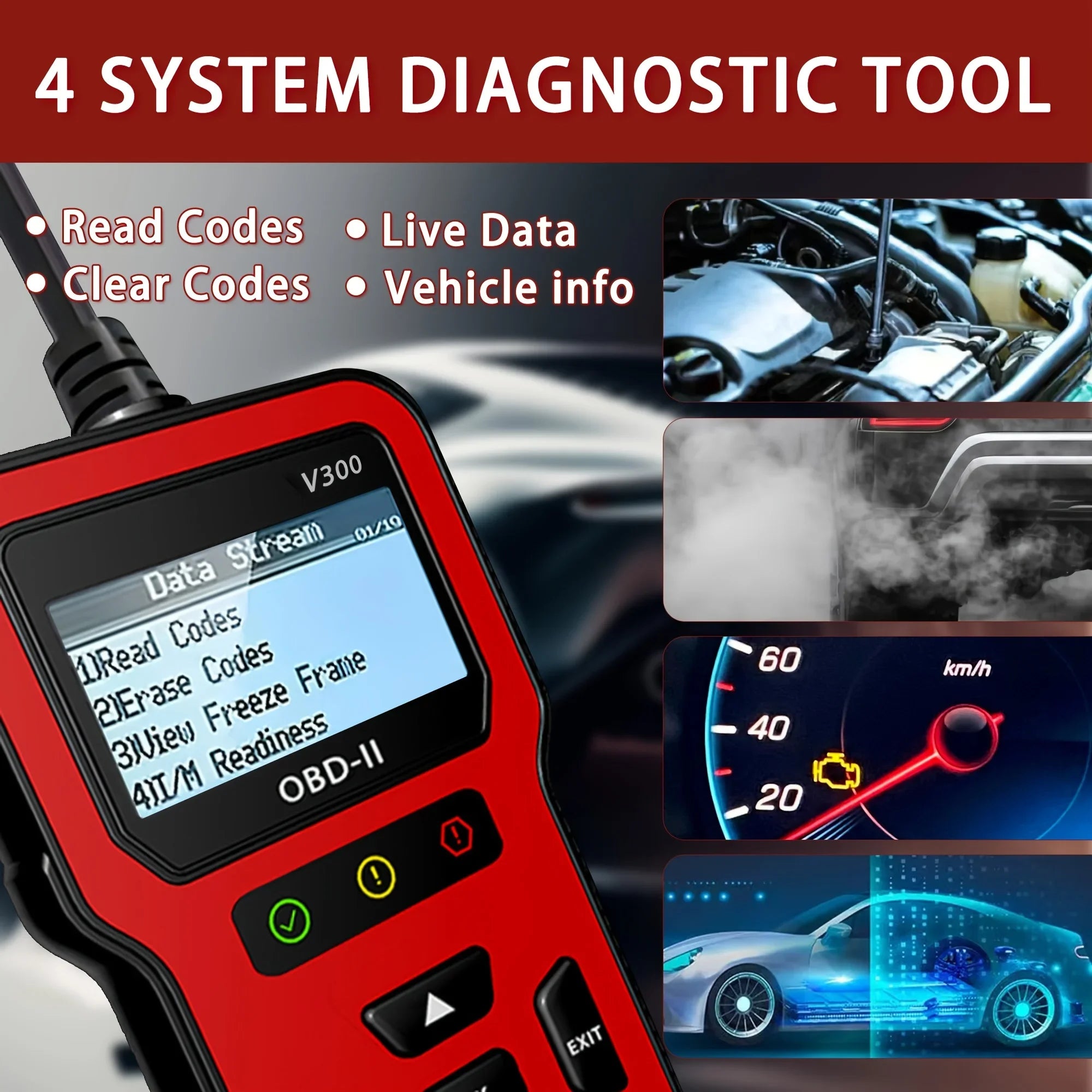 2025 Newest Model OBD2 Scanner Diagnostic Tool - Complete Fault Code Reader, Clear Error Codes, Data Stream, I/M Readiness