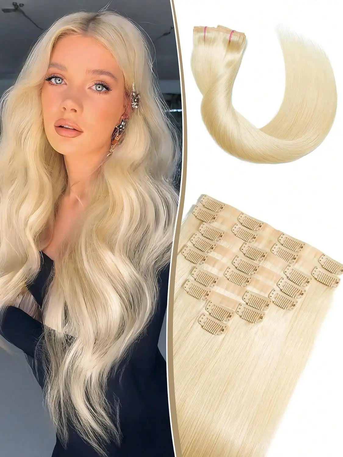 Clip In Hair Extensions Real Human Hair Blonde Clip In Extensions 8pcs Double Weft Hair Extensions End  Human Hair #613