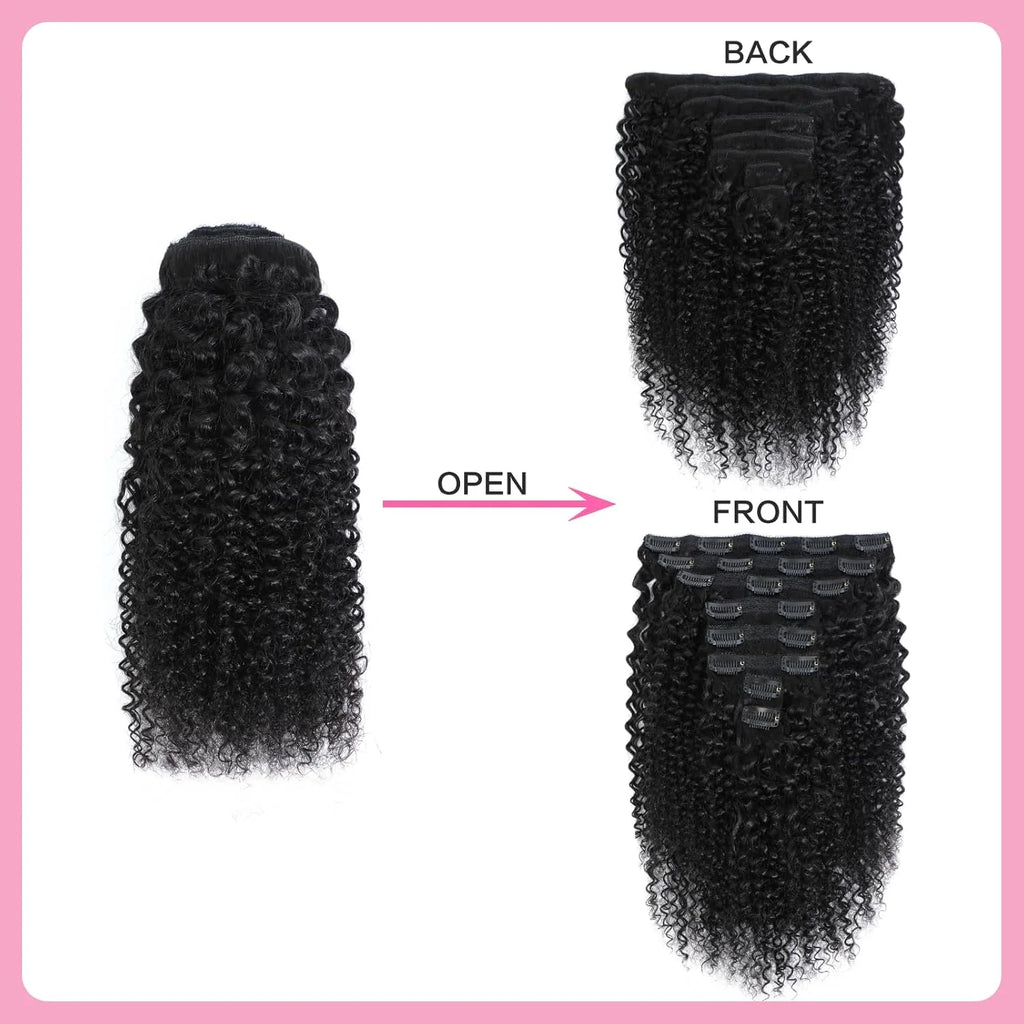 Seamless 3c 4a Afro Kinky Curly Clip in Human Hair Extensions Remy Brazilian Curly Clip Ins On Hair Bundles For Black Women