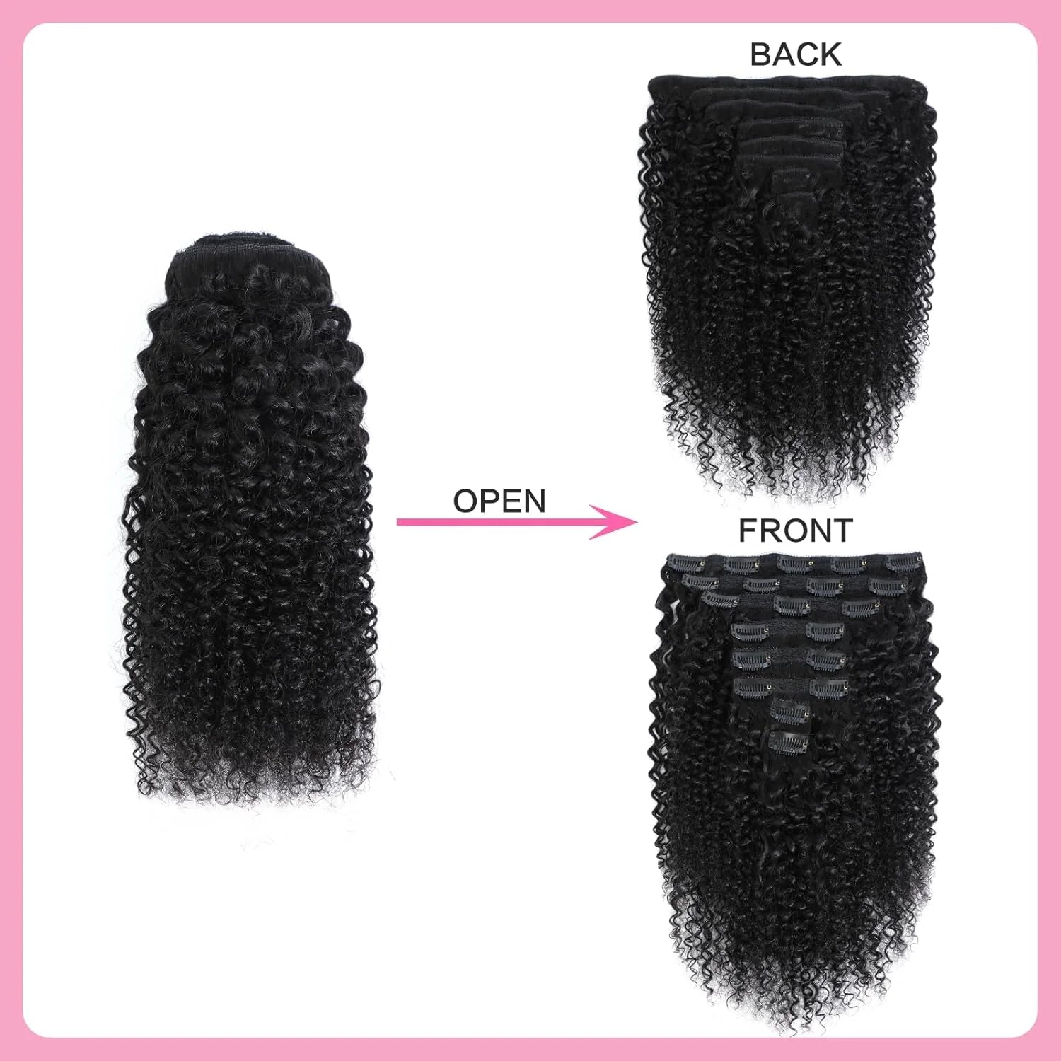 Seamless 3c 4a Afro Kinky Curly Clip in Human Hair Extensions Remy Brazilian Curly Clip Ins On Hair Bundles For Black Women