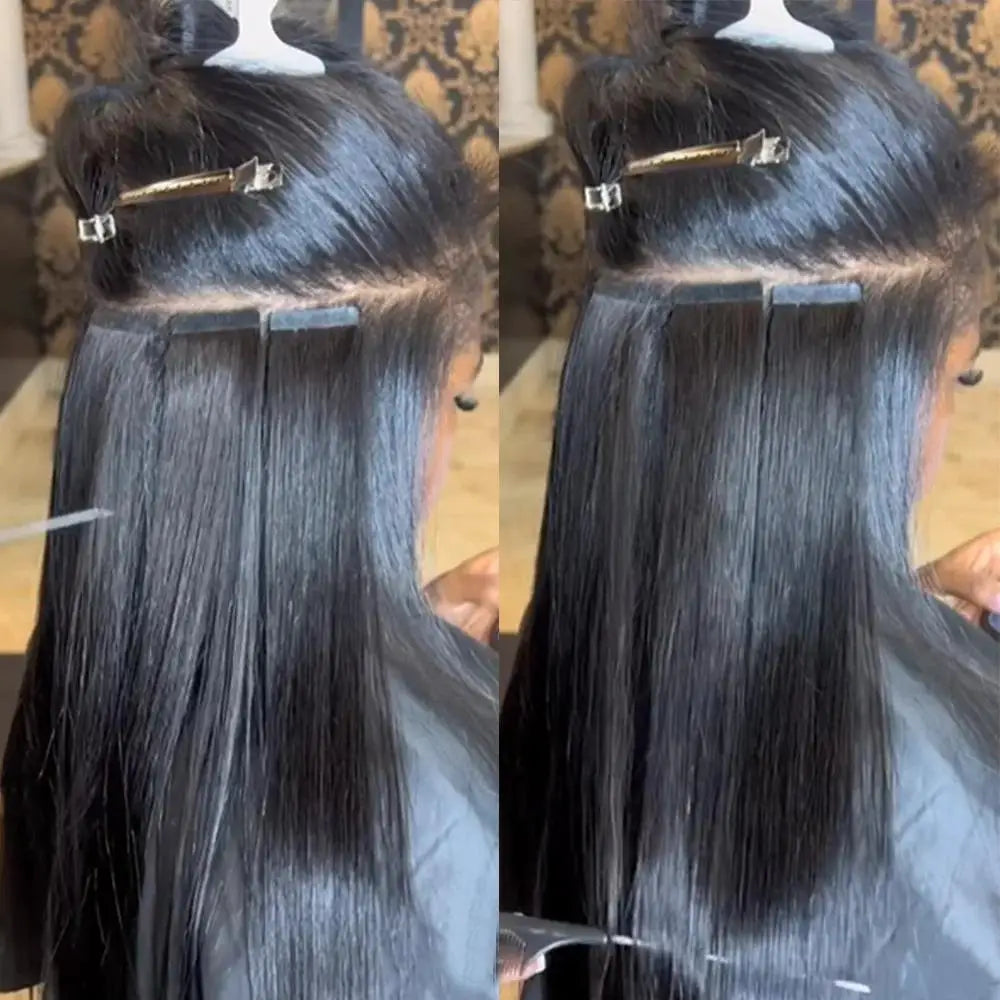 60G-360G 100% Real Tape In Hair Extensions Human Hair 22 Inch Natural Color Invisible Seamless PU Raw Straight Hair Extensions