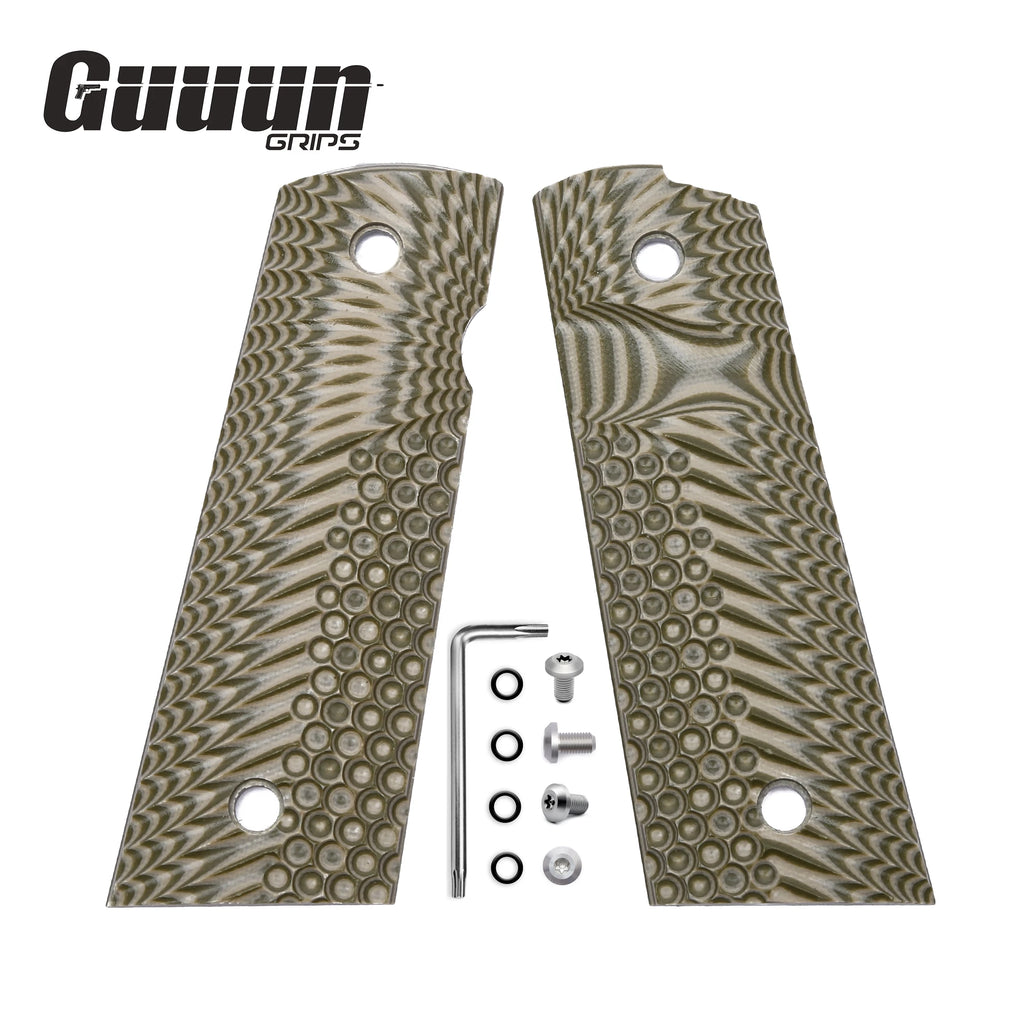 Guuun G10 Grips for Full Size 1911 Magwell Grip OPS Eagle Wing Texture Free screw set included