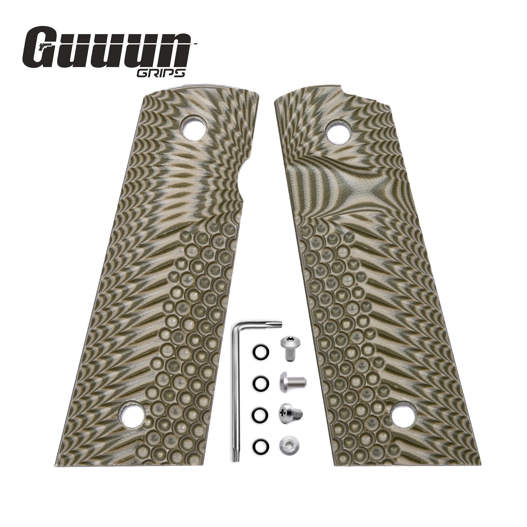 Guuun G10 Grips for Full Size 1911 Magwell Grip OPS Eagle Wing Texture Free screw set included