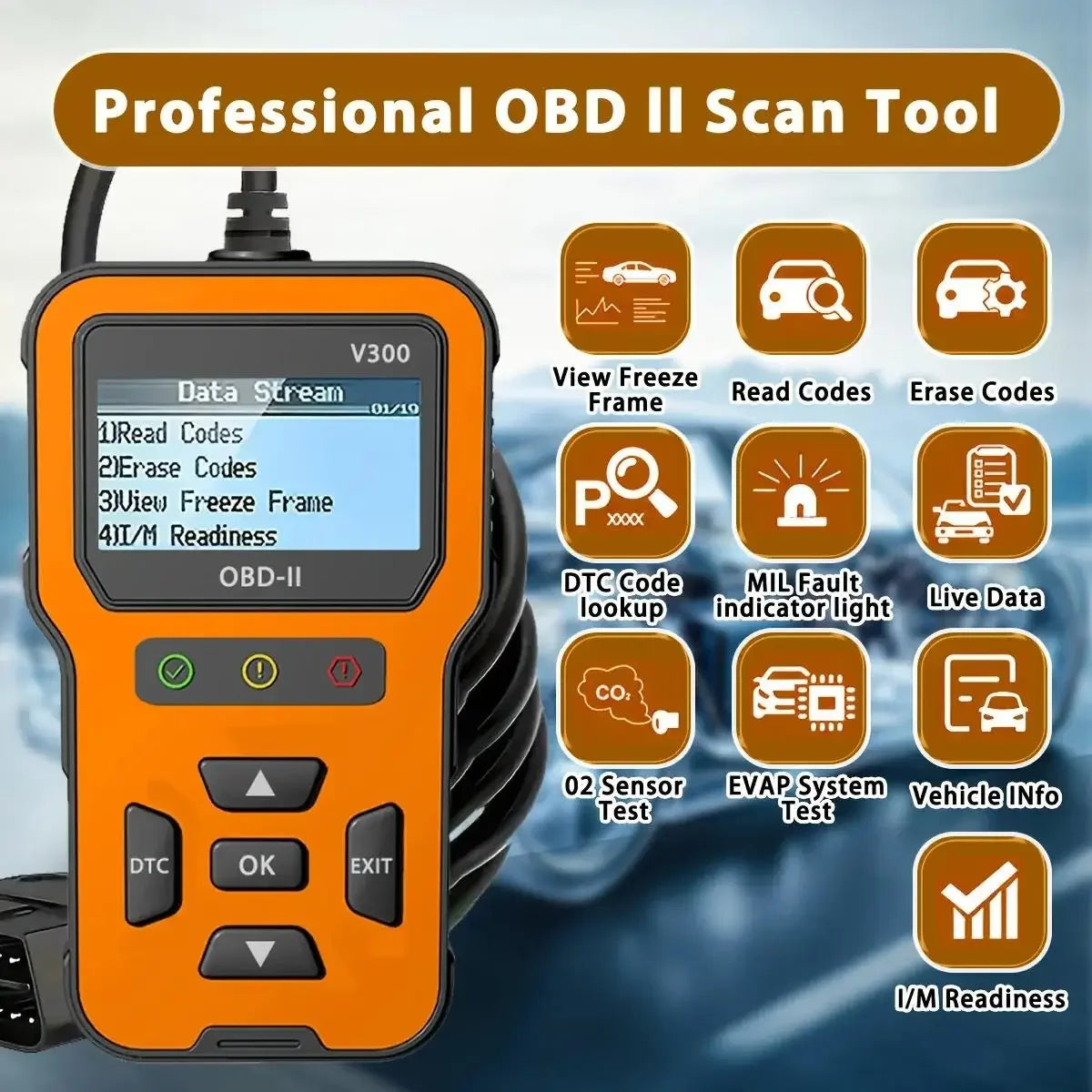 2025 Newest Model OBD2 Scanner Diagnostic Tool - Complete Fault Code Reader, Clear Error Codes, Data Stream, I/M Readiness