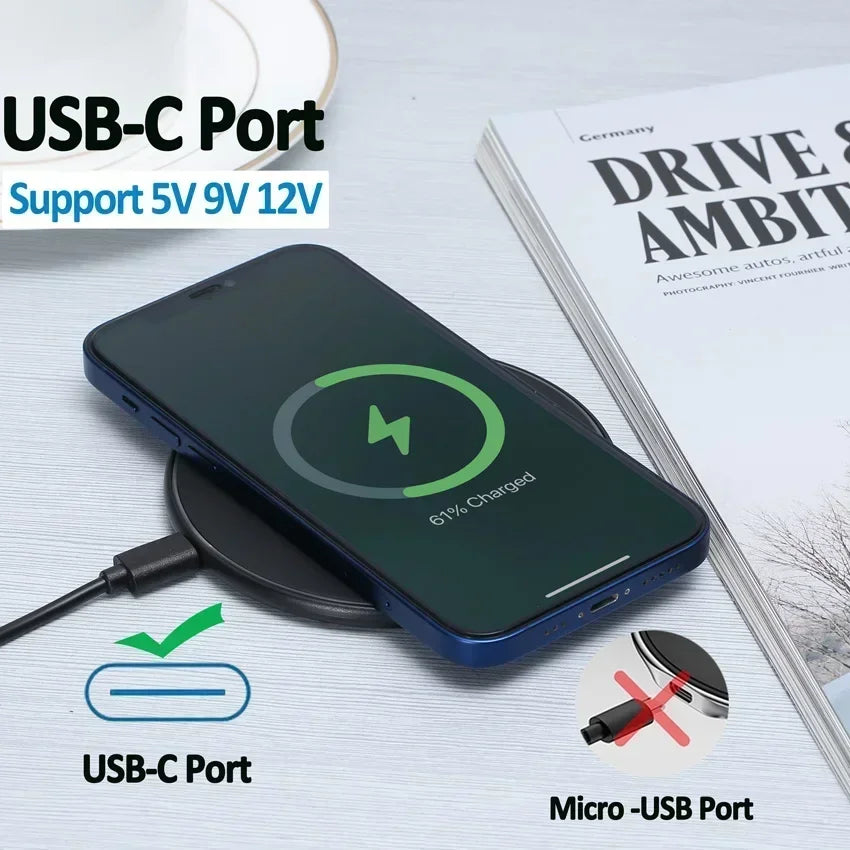 New Wireless Charger For iPhone 16 15 14 13 Pro Max Induction Fast Charging Pad Dock Station For Samsung S23 S22 Xiaomi Huawei