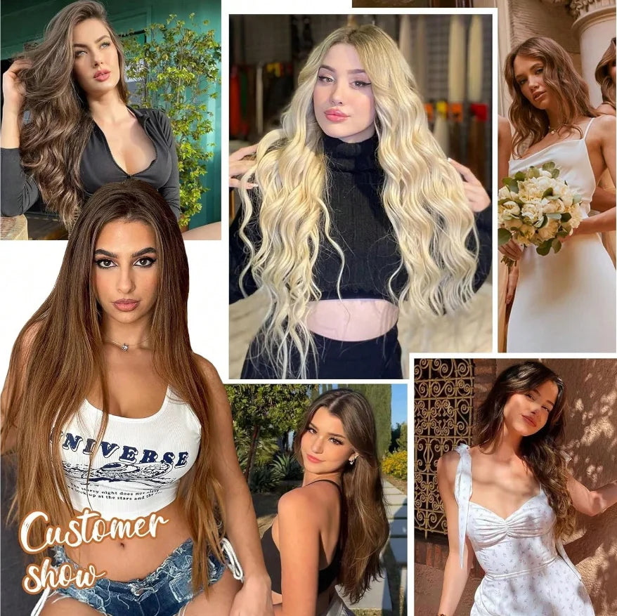 Clip In Hair Extensions Real Human Hair Blonde Clip In Extensions 8pcs Double Weft Hair Extensions End  Human Hair #613