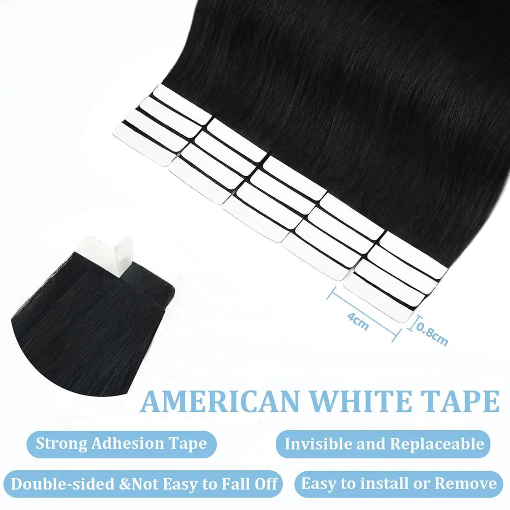 60G-360G 100% Real Tape In Hair Extensions Human Hair 22 Inch Natural Color Invisible Seamless PU Raw Straight Hair Extensions