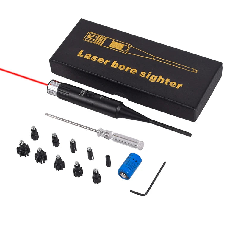 Green Red Dot Laser Bore Sighter Calibration Kit 9 Adapters.17 to .78 Caliber Laser Collimator Rifle Glock Laser Sight charger