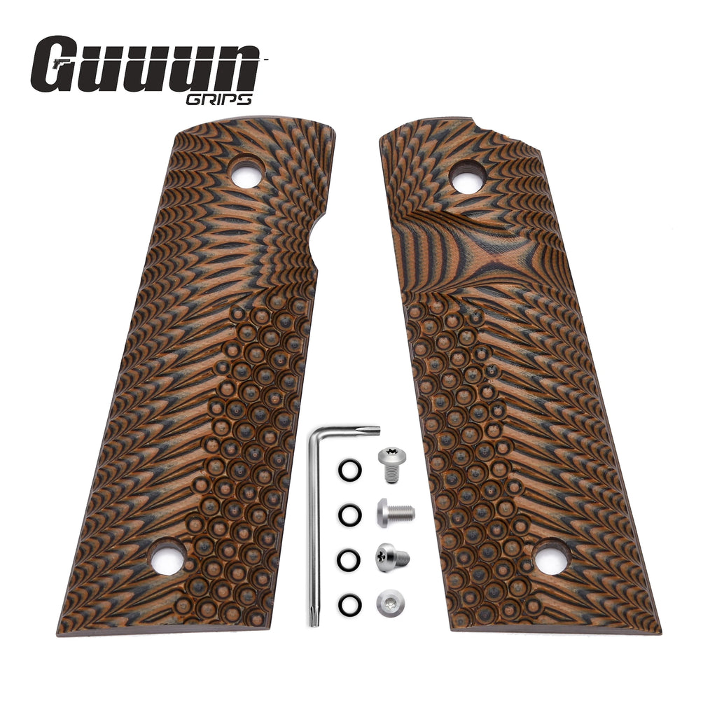 Guuun G10 Grips for Full Size 1911 Magwell Grip OPS Eagle Wing Texture Free screw set included