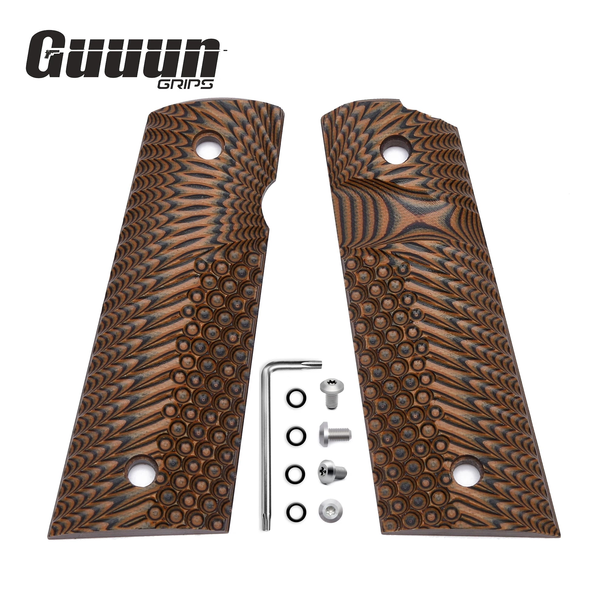 Guuun G10 Grips for Full Size 1911 Magwell Grip OPS Eagle Wing Texture Free screw set included