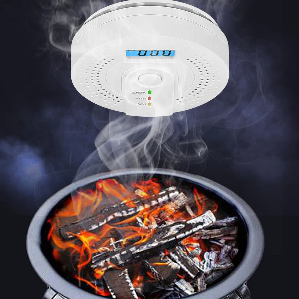Digital Carbon Monoxide Detector with LED Indicator Battery Powered Warning Alarm Sensor Portable CO Detector for Home Warehouse