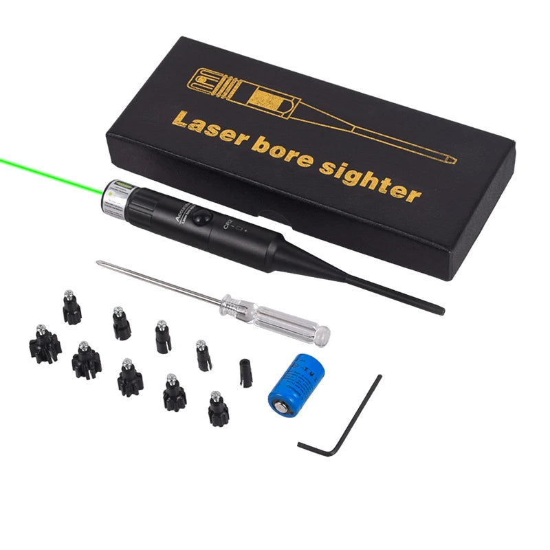 Green Red Dot Laser Bore Sighter Calibration Kit 9 Adapters.17 to .78 Caliber Laser Collimator Rifle Glock Laser Sight charger