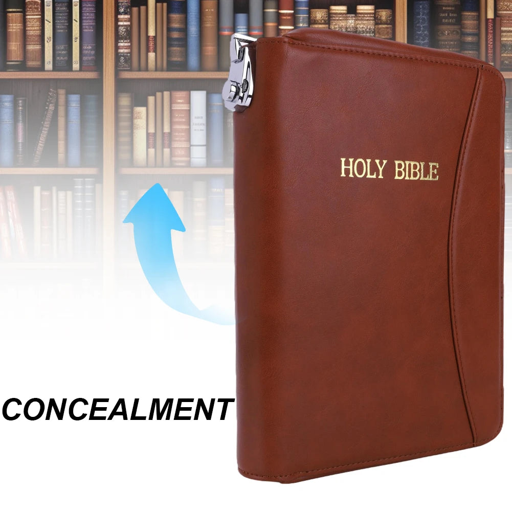 Lockable Soft Pistols Case Holy Bible Leather Gun Bags Concealed Carry Gun Pouch for 9mm Glocks42 43 Guns Storage