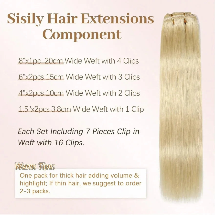 Clip In Hair Extensions Real Human Hair Blonde Clip In Extensions 8pcs Double Weft Hair Extensions End  Human Hair #613