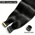 60G-360G 100% Real Tape In Hair Extensions Human Hair 22 Inch Natural Color Invisible Seamless PU Raw Straight Hair Extensions