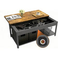 Biometric Lock Coffee Table with Concealed Storage for Firearms, Ammunition, and Valuables - Wood Texture