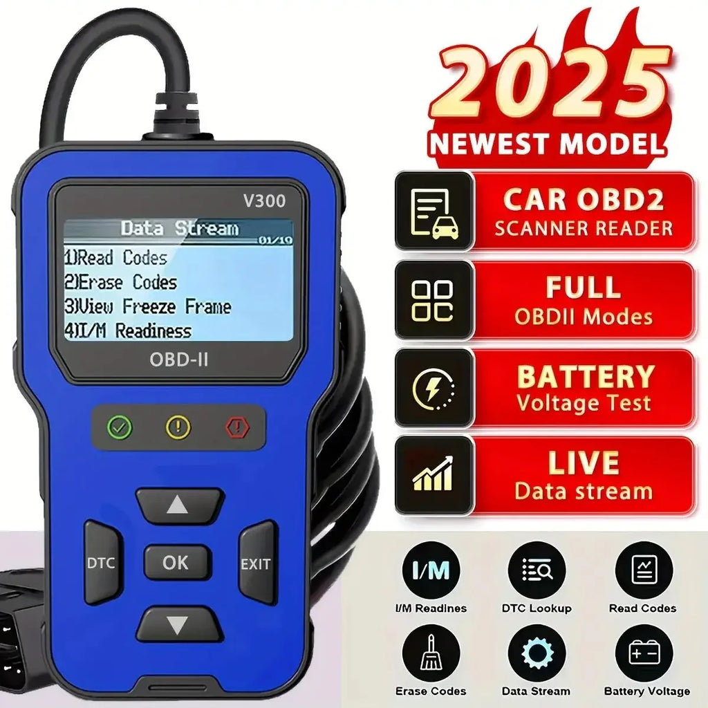 2025 Newest Model OBD2 Scanner Diagnostic Tool - Complete Fault Code Reader, Clear Error Codes, Data Stream, I/M Readiness