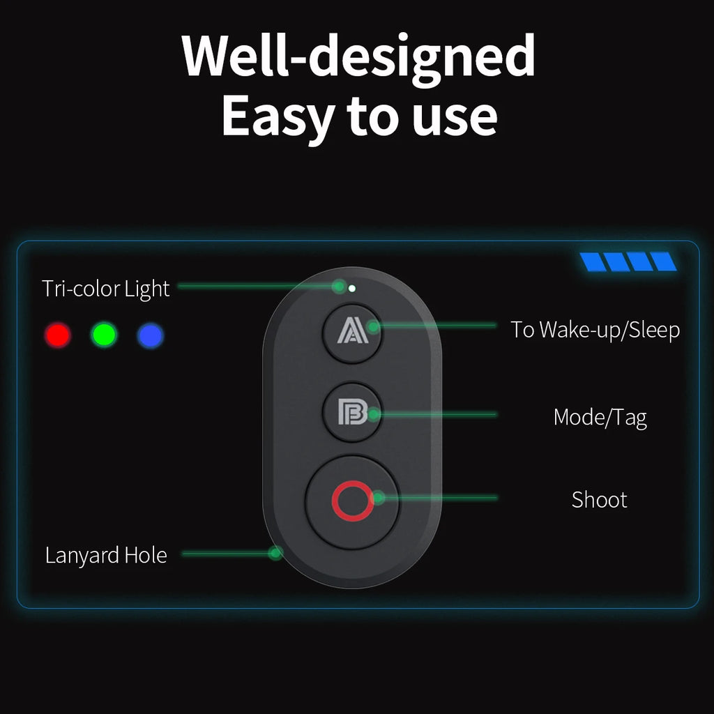 Suitable for DJI Action6  5 Pro/4  Osmo 360 sports camera Bluetooth remote control DJI camera Bluetooth selfie stick accessories