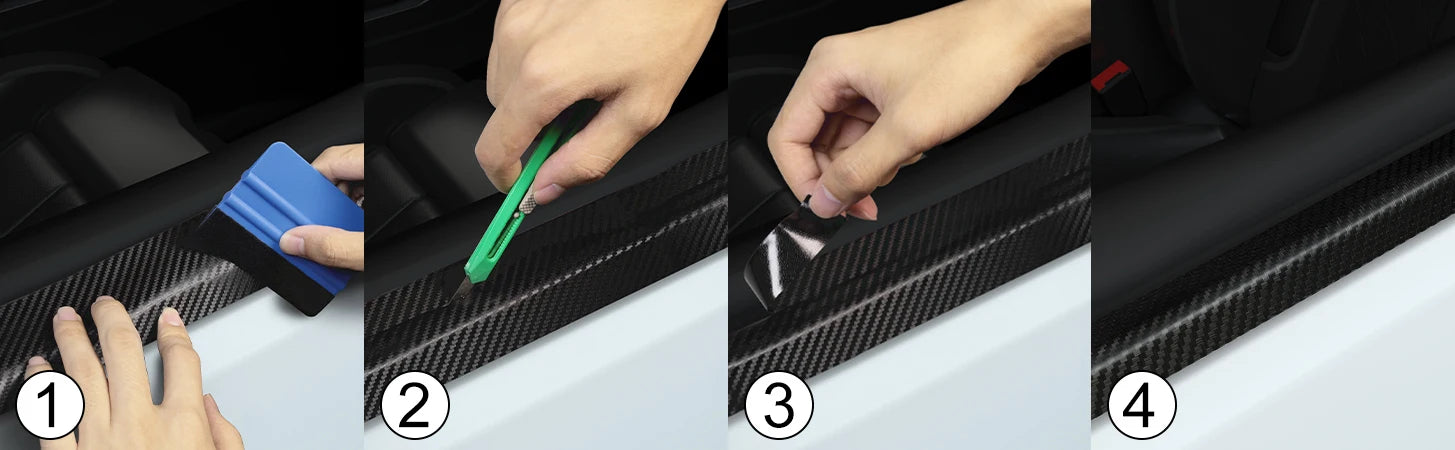 1-10m Nano Carbon Fiber Car 3D Tape Sticker Door Mirror Paste Protector Strip DIY Protection Protective Film Waterproof Adhesive