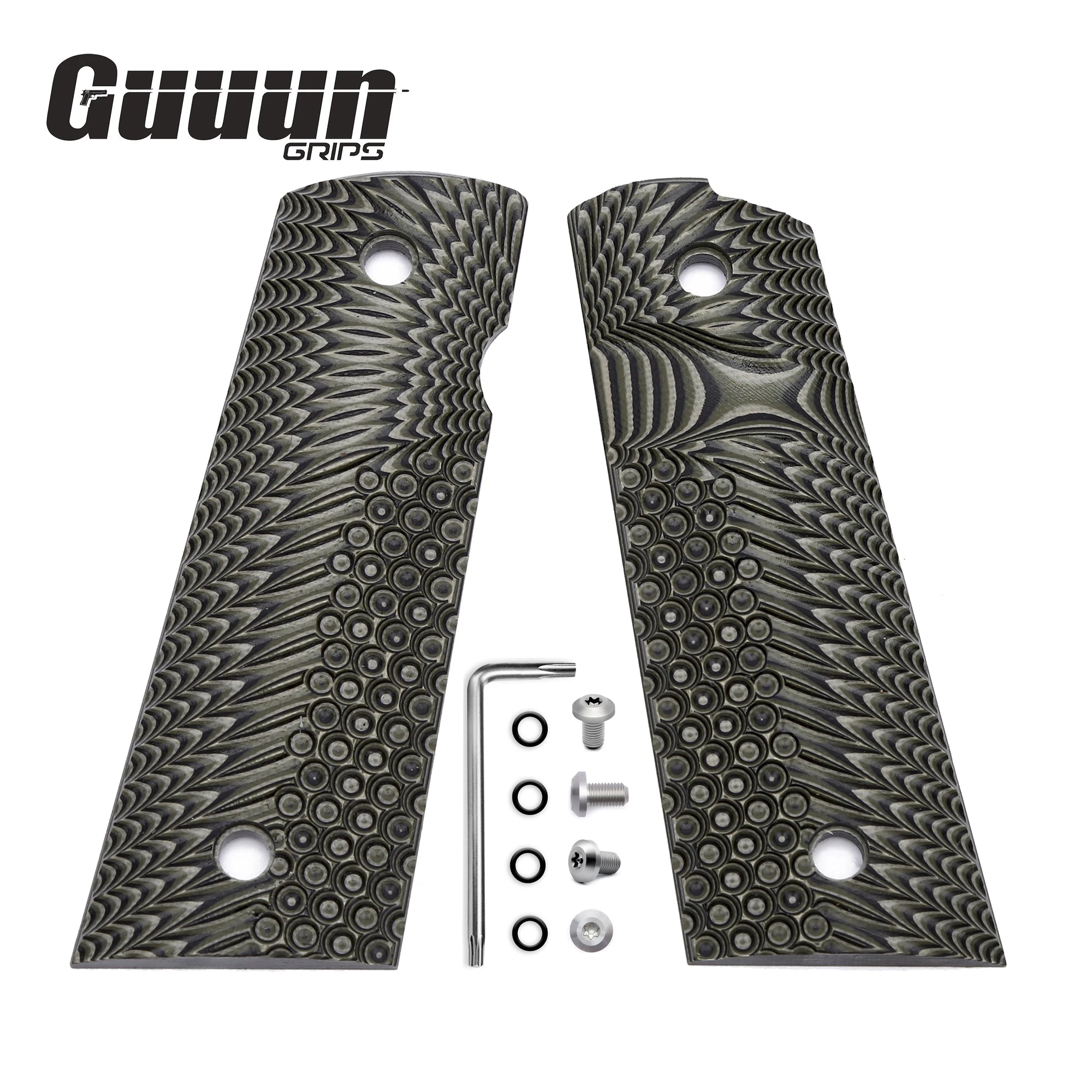 Guuun G10 Grips for Full Size 1911 Magwell Grip OPS Eagle Wing Texture Free screw set included