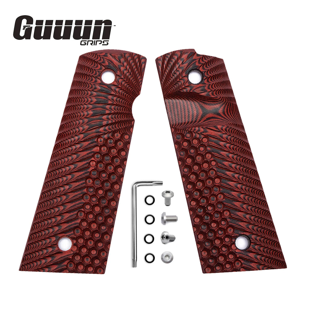 Guuun G10 Grips for Full Size 1911 Magwell Grip OPS Eagle Wing Texture Free screw set included