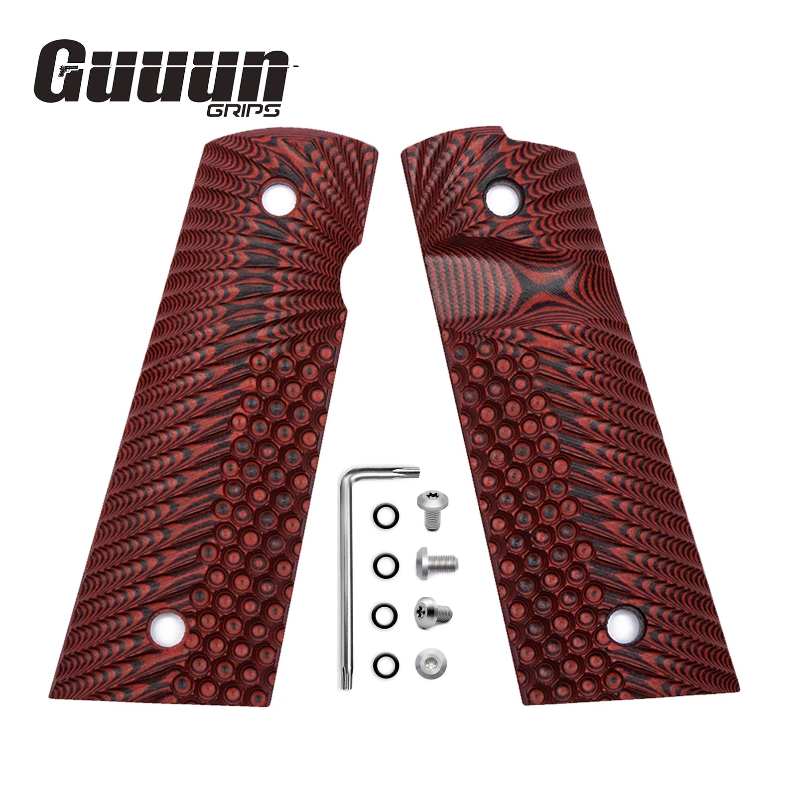 Guuun G10 Grips for Full Size 1911 Magwell Grip OPS Eagle Wing Texture Free screw set included