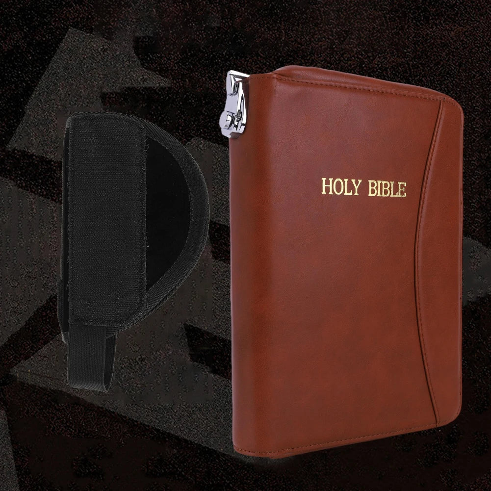Lockable Soft Pistols Case Holy Bible Leather Gun Bags Concealed Carry Gun Pouch for 9mm Glocks42 43 Guns Storage