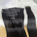 Brazilian Virgin Straight Full Head Clip-In Human Hair Extensions Natural Looking for Women Clip-On Hair Piece
