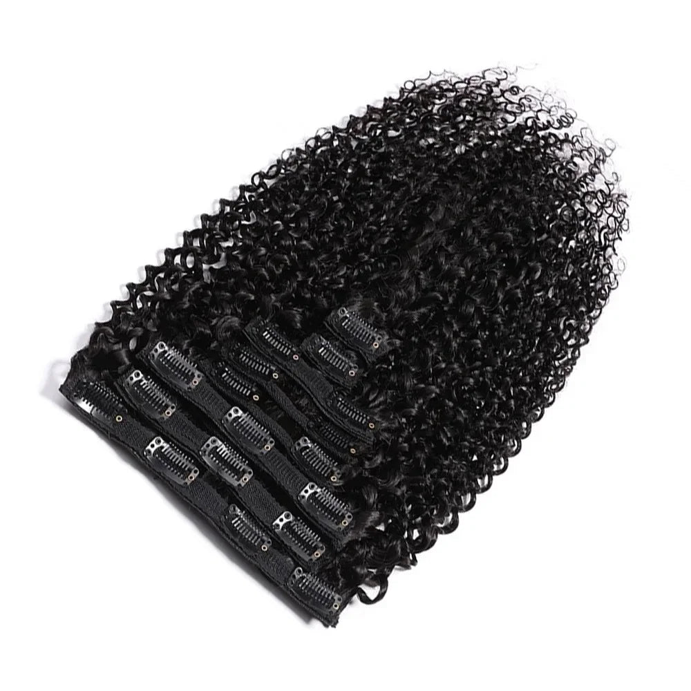 Seamless 3c 4a Afro Kinky Curly Clip in Human Hair Extensions Remy Brazilian Curly Clip Ins On Hair Bundles For Black Women