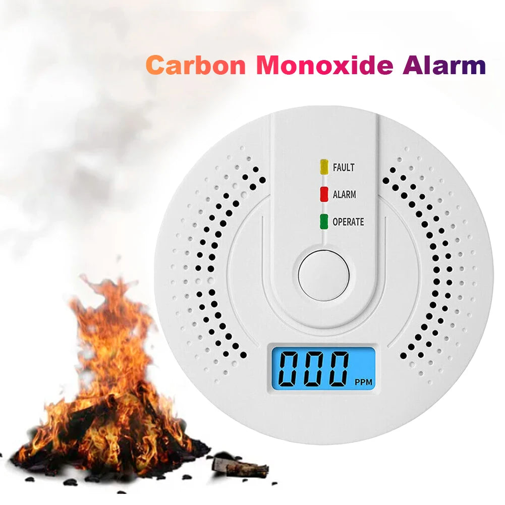 Digital Carbon Monoxide Detector with LED Indicator Battery Powered Warning Alarm Sensor Portable CO Detector for Home Warehouse