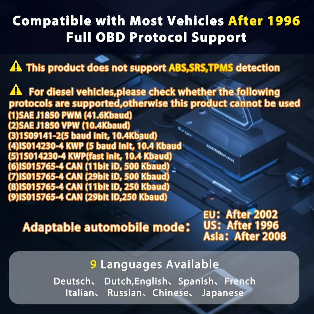2025 Newest Model OBD2 Scanner Diagnostic Tool - Complete Fault Code Reader, Clear Error Codes, Data Stream, I/M Readiness