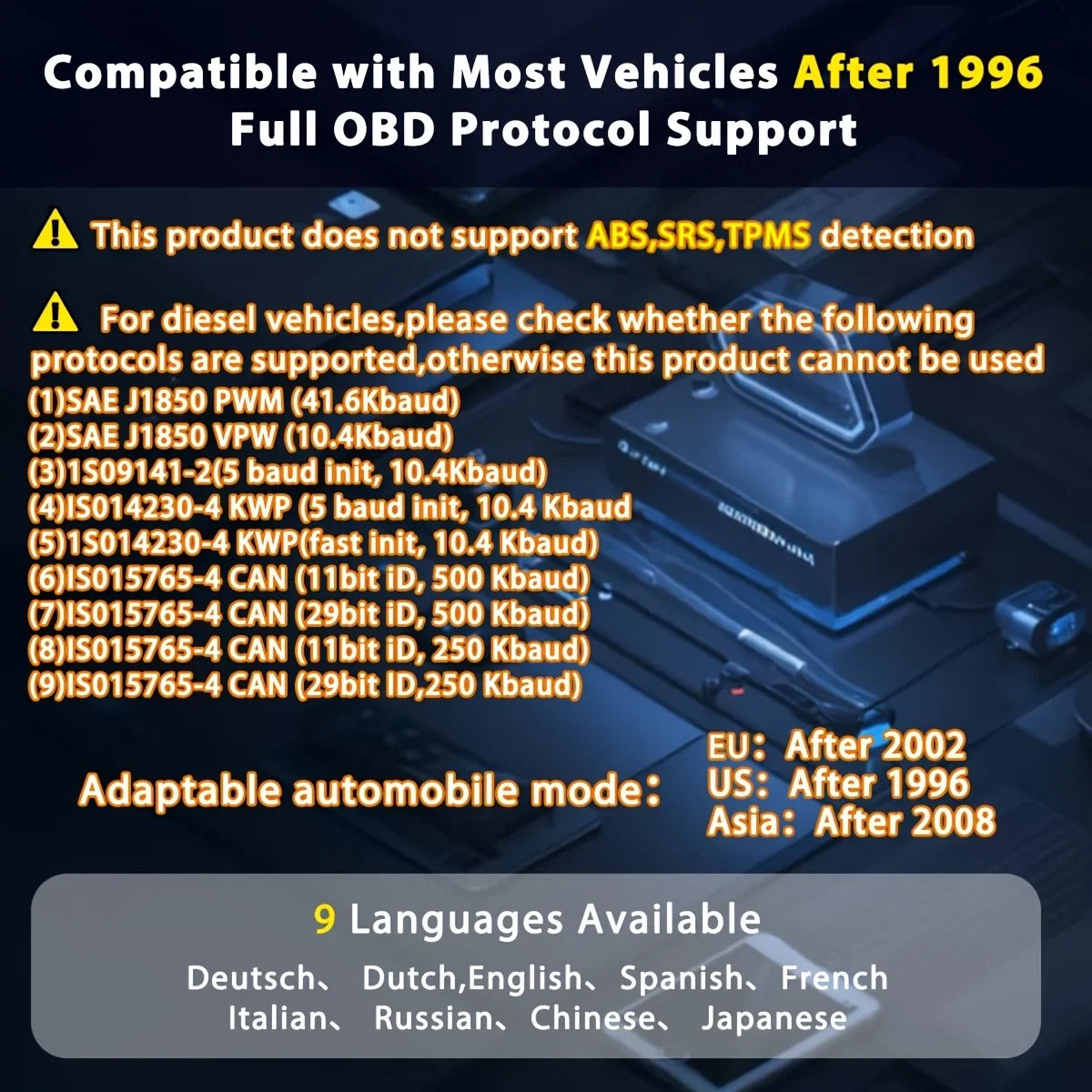 2025 Newest Model OBD2 Scanner Diagnostic Tool - Complete Fault Code Reader, Clear Error Codes, Data Stream, I/M Readiness