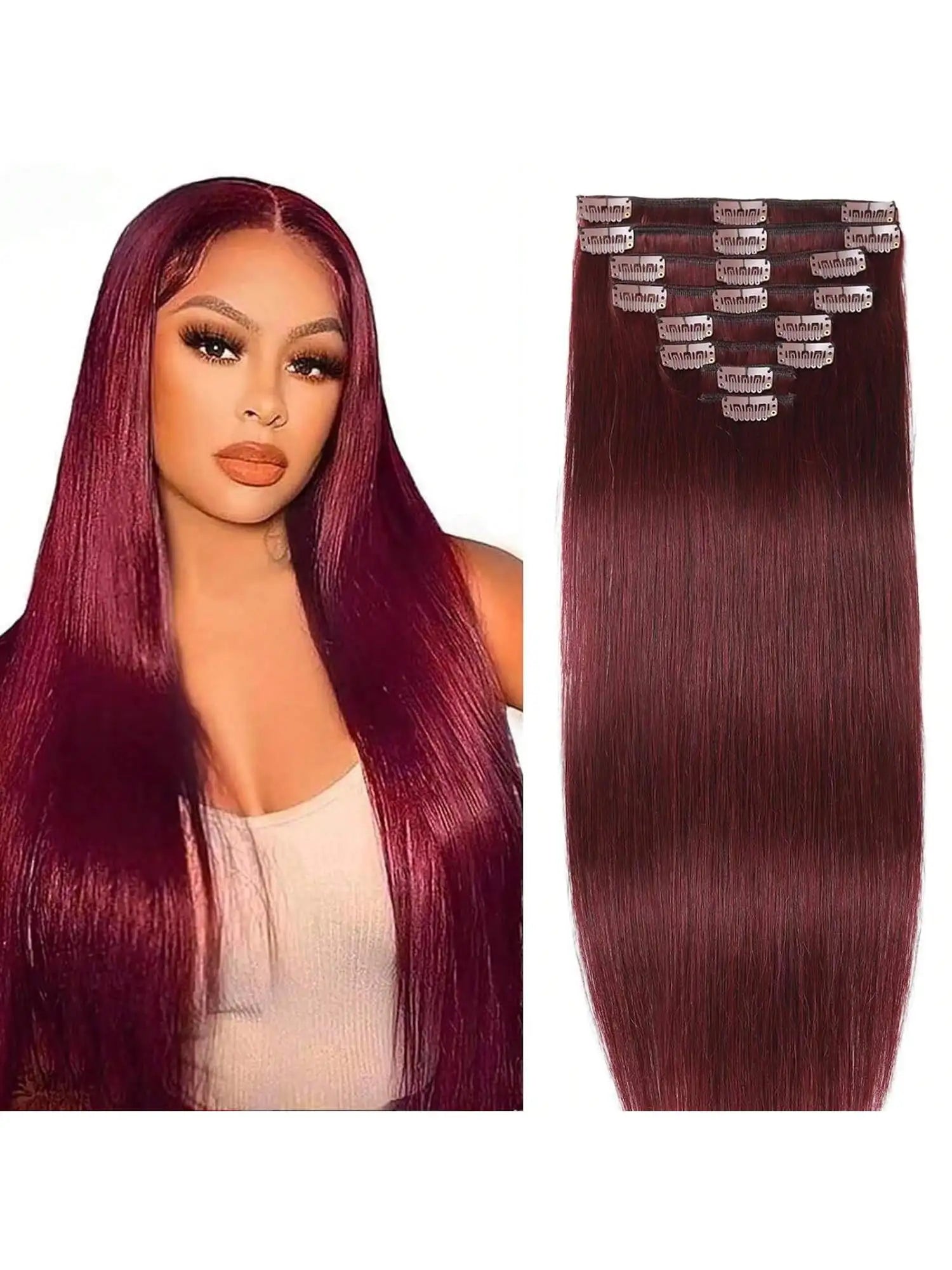 Clip In Hair Extensions Real Human Hair Blonde Clip In Extensions 8pcs Double Weft Hair Extensions End  Human Hair #613