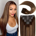 Clip In Hair Extensions Real Human Hair Blonde Clip In Extensions 8pcs Double Weft Hair Extensions End  Human Hair #613