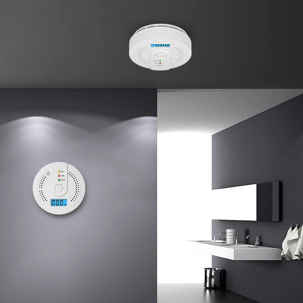 Digital Carbon Monoxide Detector with LED Indicator Battery Powered Warning Alarm Sensor Portable CO Detector for Home Warehouse