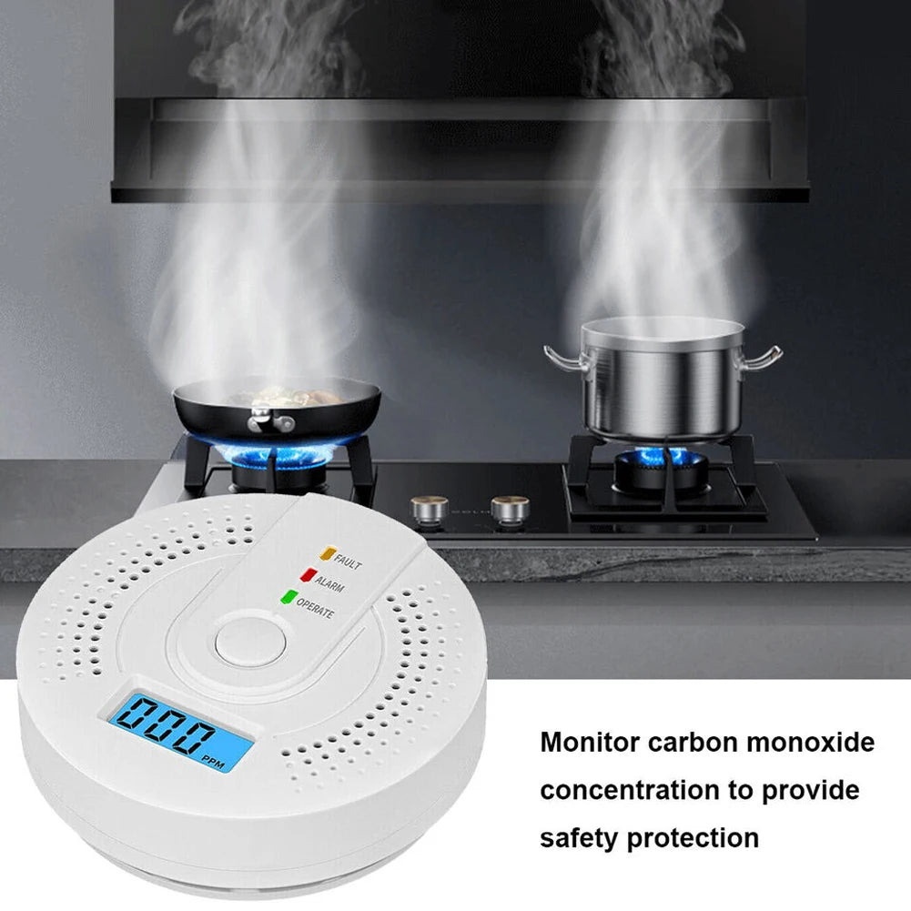 Digital Carbon Monoxide Detector with LED Indicator Battery Powered Warning Alarm Sensor Portable CO Detector for Home Warehouse