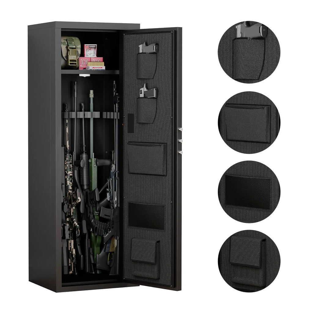 Large Size 5-8 Gun Gun Cabinet with Electronic Password Keypad Lock,Unassembled Metal Rifle Gun Security Cabinet Safe Locker