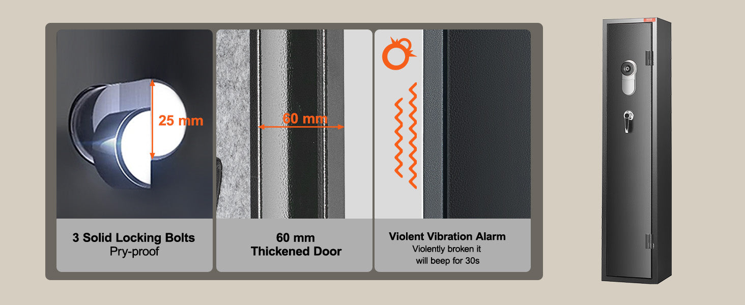 SucceBuy 3-8 Rifles Gun Safe w/ Digital Keypad & Lock Gun Storage Cabinet with Removable Storage Shelf for Home Long Gun Pistols