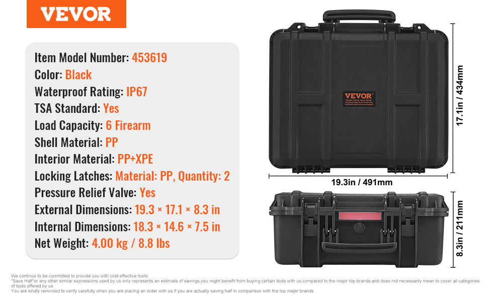 SucceBuy Hard Pistol Cases w/ Pre-cut PU Foam Lining Waterproof Dustproof Hard Gun Case for 1/2/5/6 Pistol Lockable Pistol Case