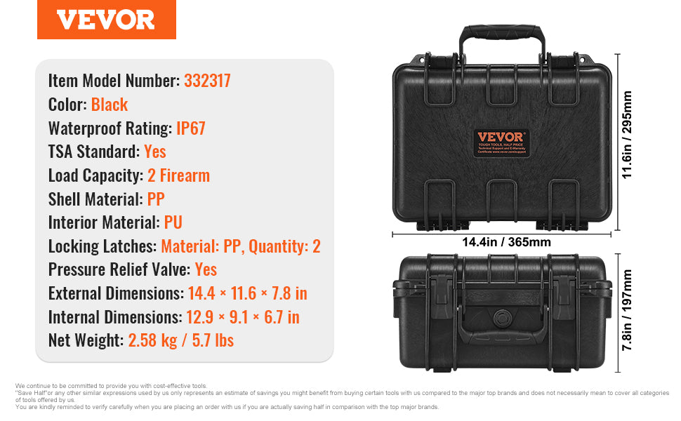 SucceBuy Hard Pistol Cases w/ Pre-cut PU Foam Lining Waterproof Dustproof Hard Gun Case for 1/2/5/6 Pistol Lockable Pistol Case