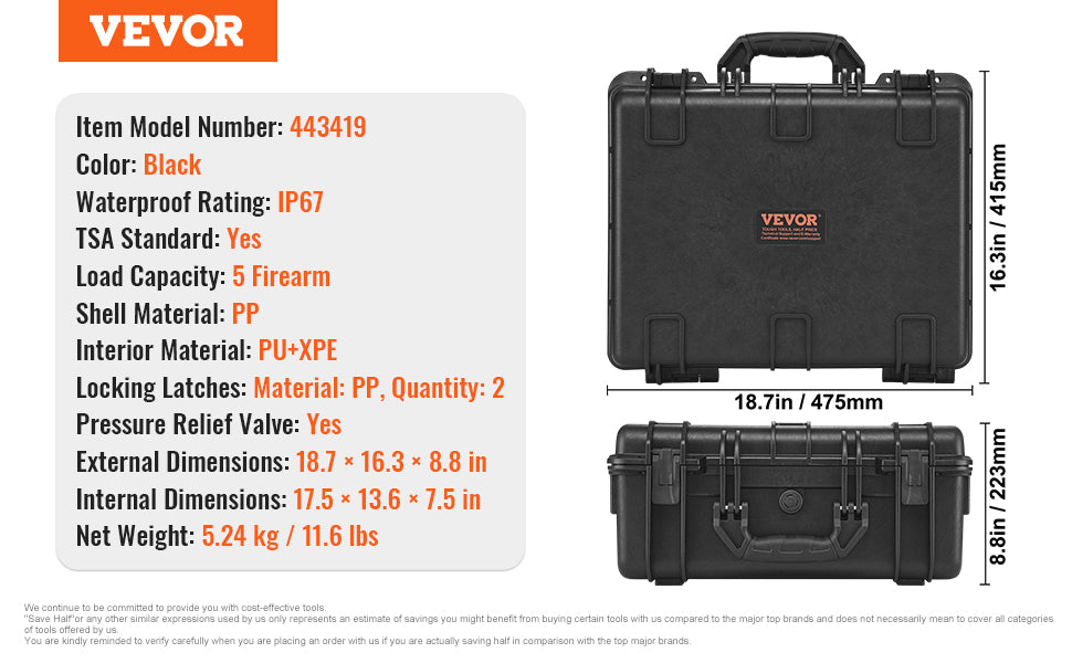 SucceBuy Hard Pistol Cases w/ Pre-cut PU Foam Lining Waterproof Dustproof Hard Gun Case for 1/2/5/6 Pistol Lockable Pistol Case