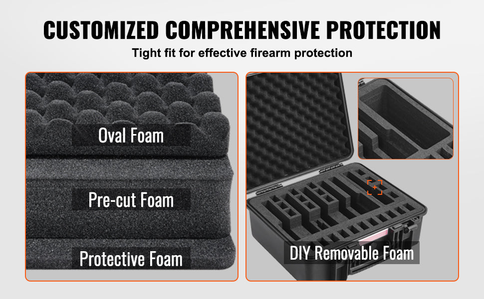 SucceBuy Hard Pistol Cases w/ Pre-cut PU Foam Lining Waterproof Dustproof Hard Gun Case for 1/2/5/6 Pistol Lockable Pistol Case